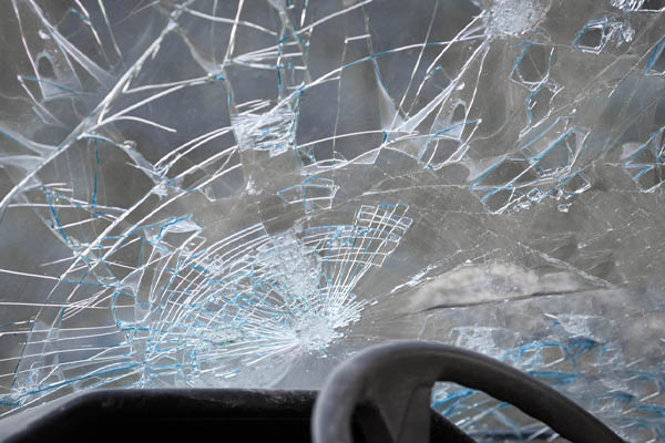 image of a smashed windshield