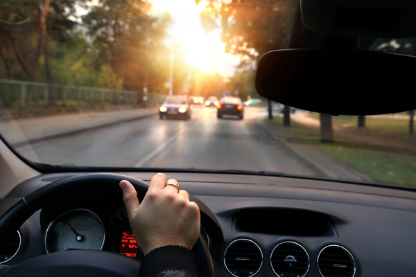 image of a driver looking out the windshield