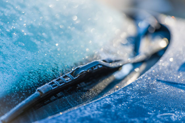 image of a frozen windshield