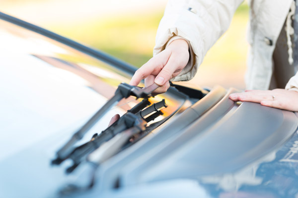 image of a windshield wiper replacement on a car