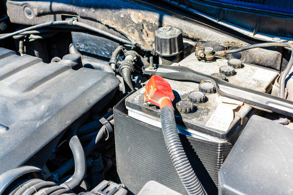 image of an old battery in a car