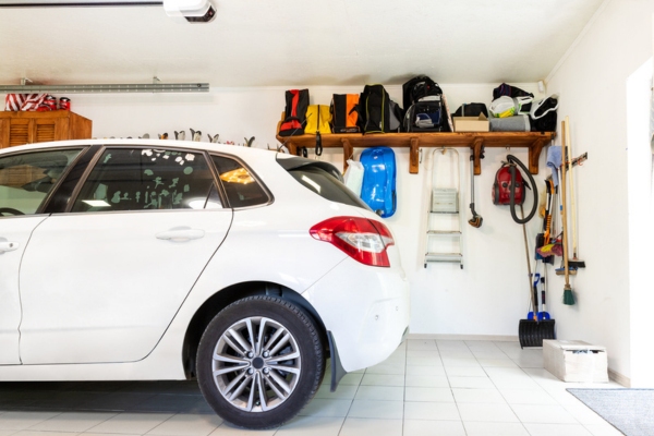 car parked inside garage depicting parking smart