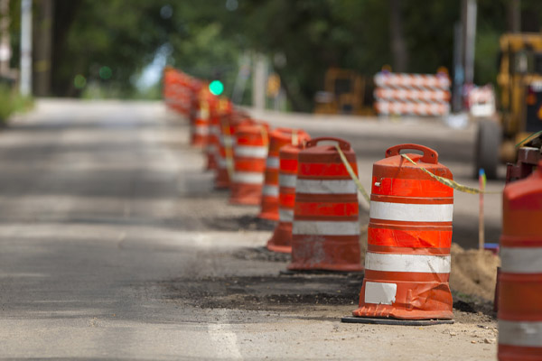 image of a construction zone depicting windshield repair services