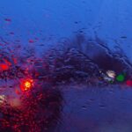 photo of windshield under the rain with blurry visibility