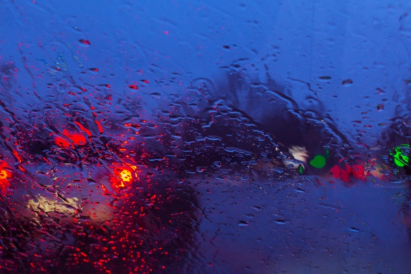 photo of windshield under the rain with blurry visibility